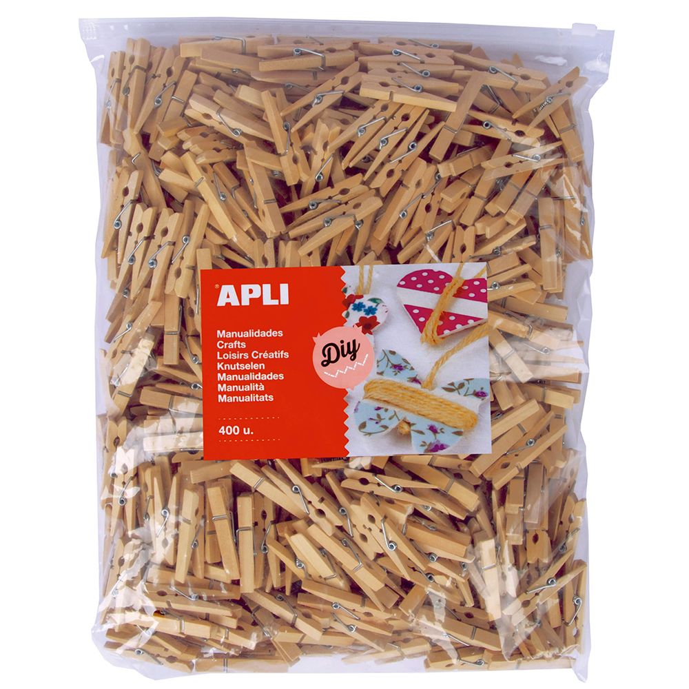 Apli kids, Дървени щипки за декорация, МAXI, 400 броя