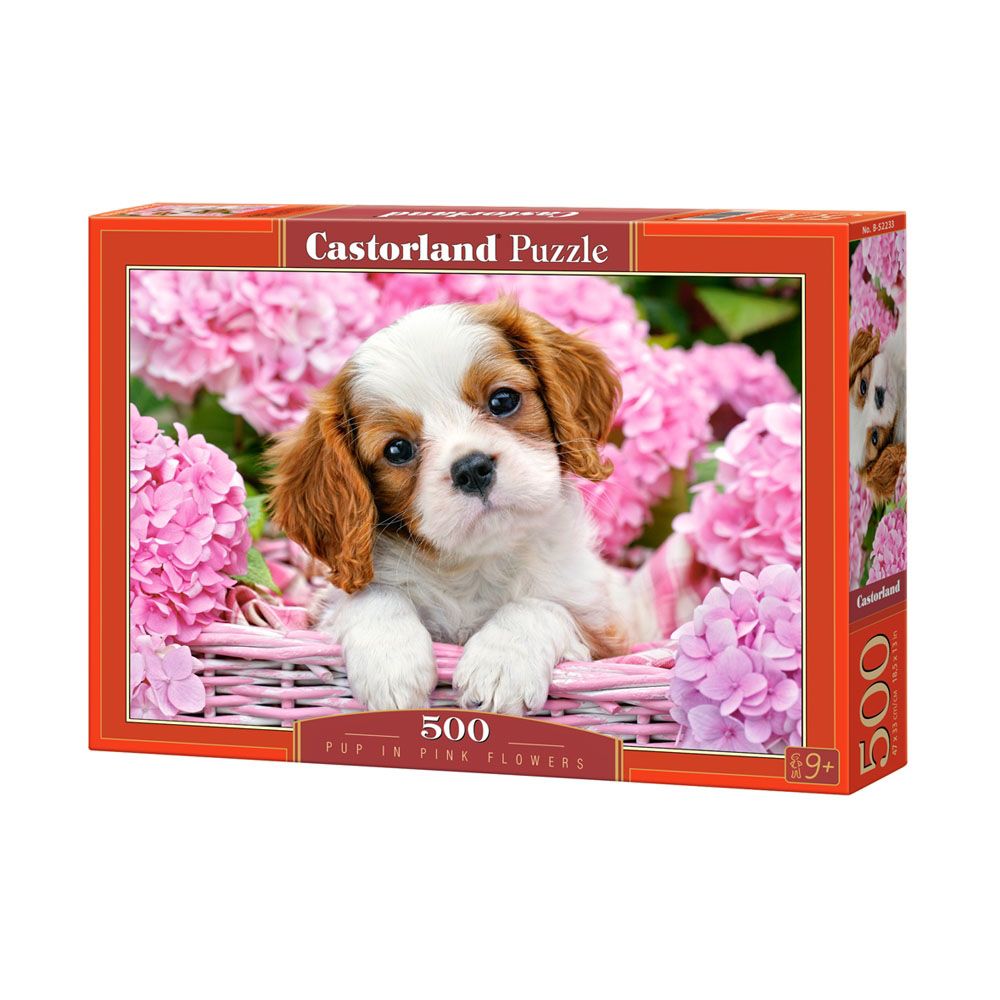Кученце в розови цветя, пъзел 500 части