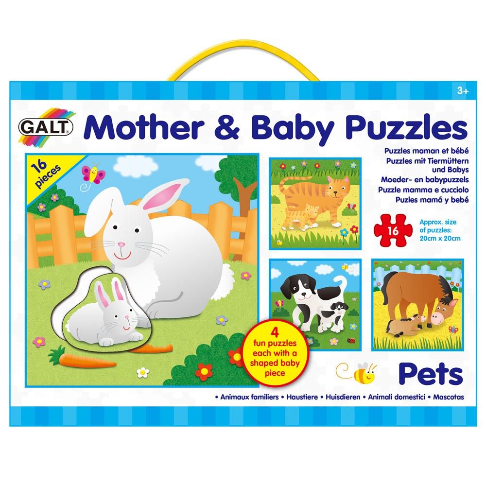 Galt Toys, 4 пъзела в кутия, Майки и бебета, Домашни любимци