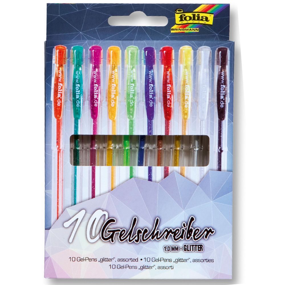 Folia Bringmann, Комплект блестящи гел химикалки, 10 бр