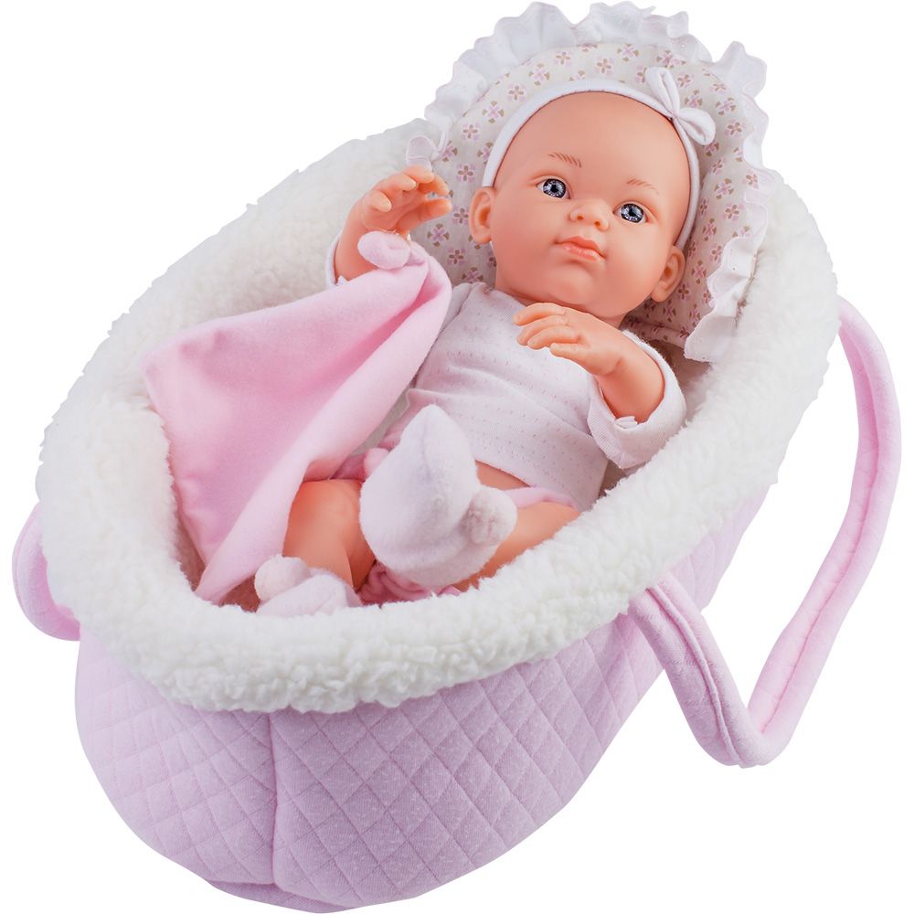 Mini Pikolines, Кукла-бебе, Capazo Rosa, с кошче, 32 см, Paola Reina