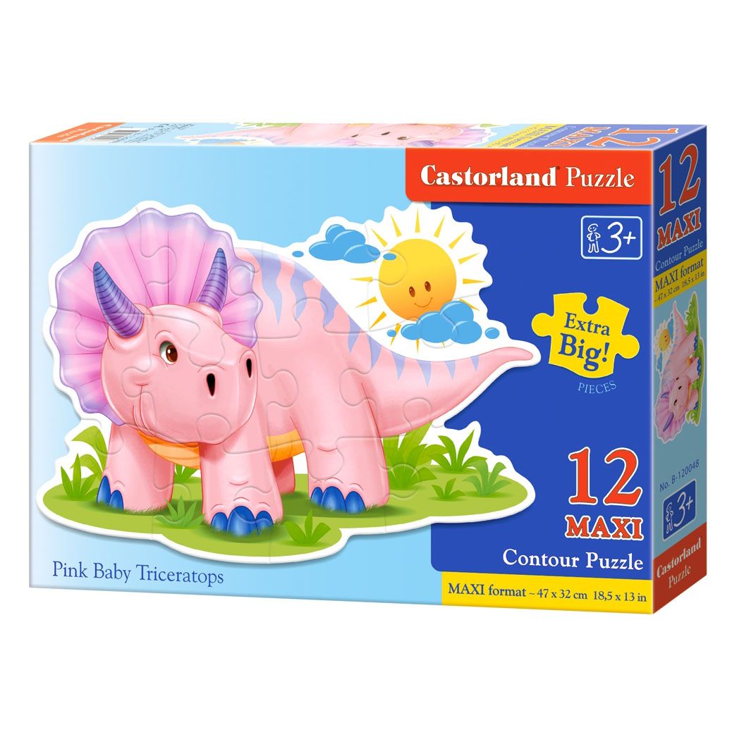 MAXI, Розово бебе Трицератопс, пъзел 12 части, Castorland