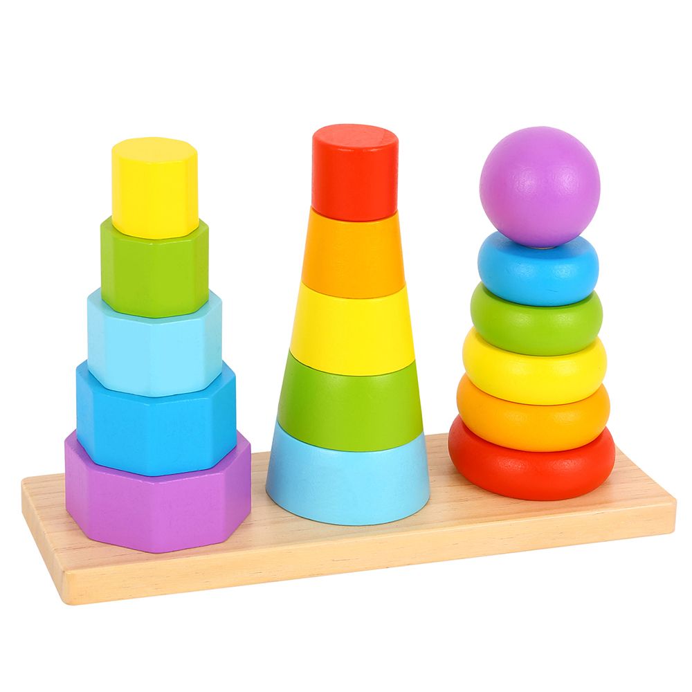 TookyToy, Дървена тройна низанка, Кули, 17 елемента