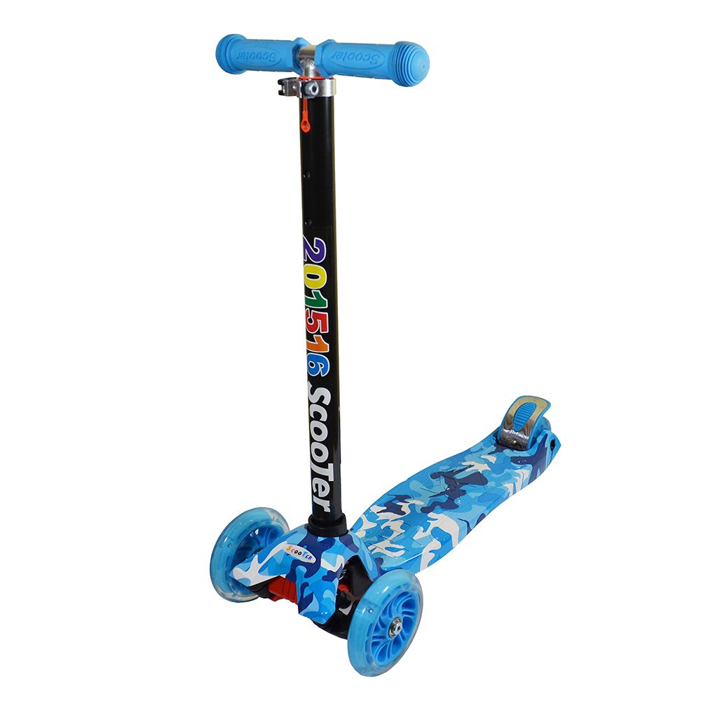 ScooTer, Тротинетка, цветна със сини дръжки и светещи колела