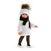 Кукла Сабрина, с бяла рокля и черен шал