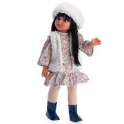 Кукла Сабрина, с цветна рокля, шапка и елек