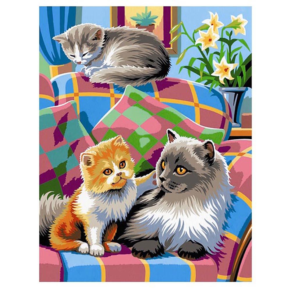 Рисуване по номера, Котета,  две картини