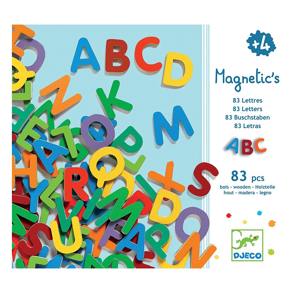 Djeco, Цветни магнитни букви, 83 бр.