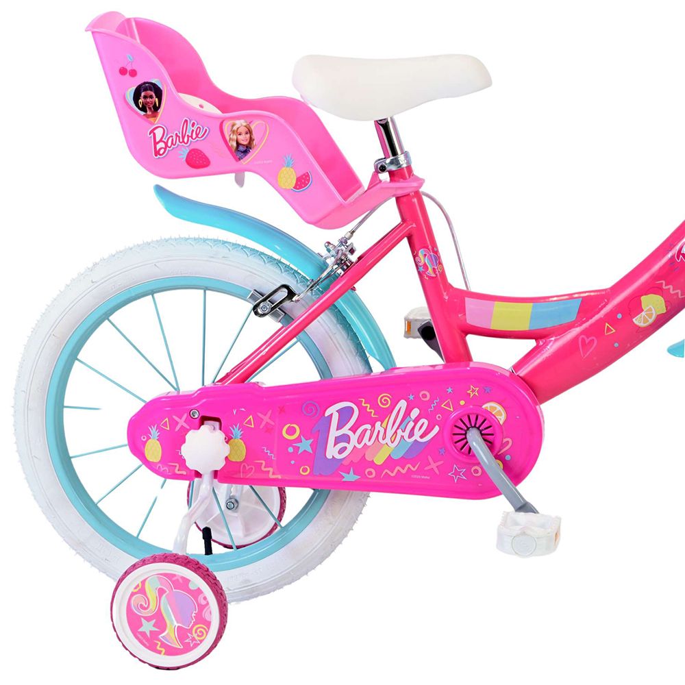 Детски велосипед с помощни колела, Barbie, 16 инча