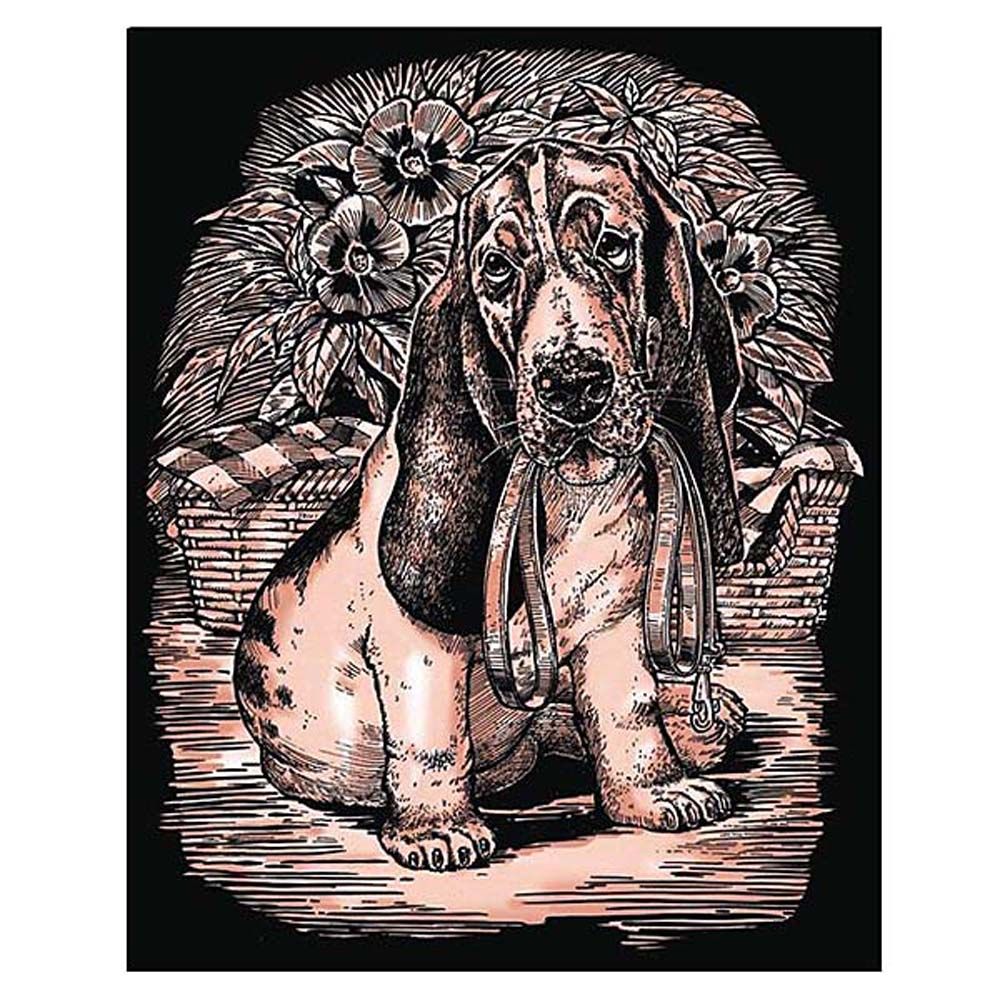 Sequin art, Гравиране на медна основа, Басет