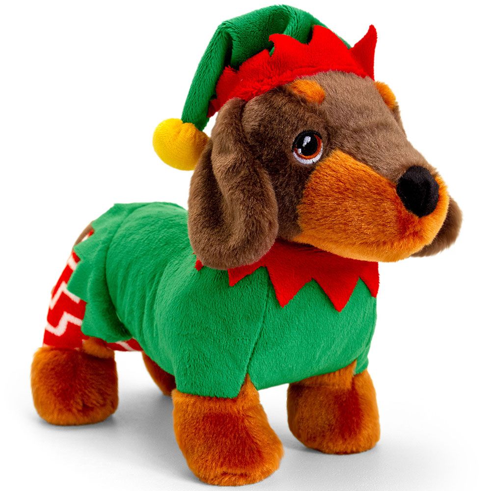 Екологична играчка, Keeleco, Куче дакел с коледен костюм, 25 см