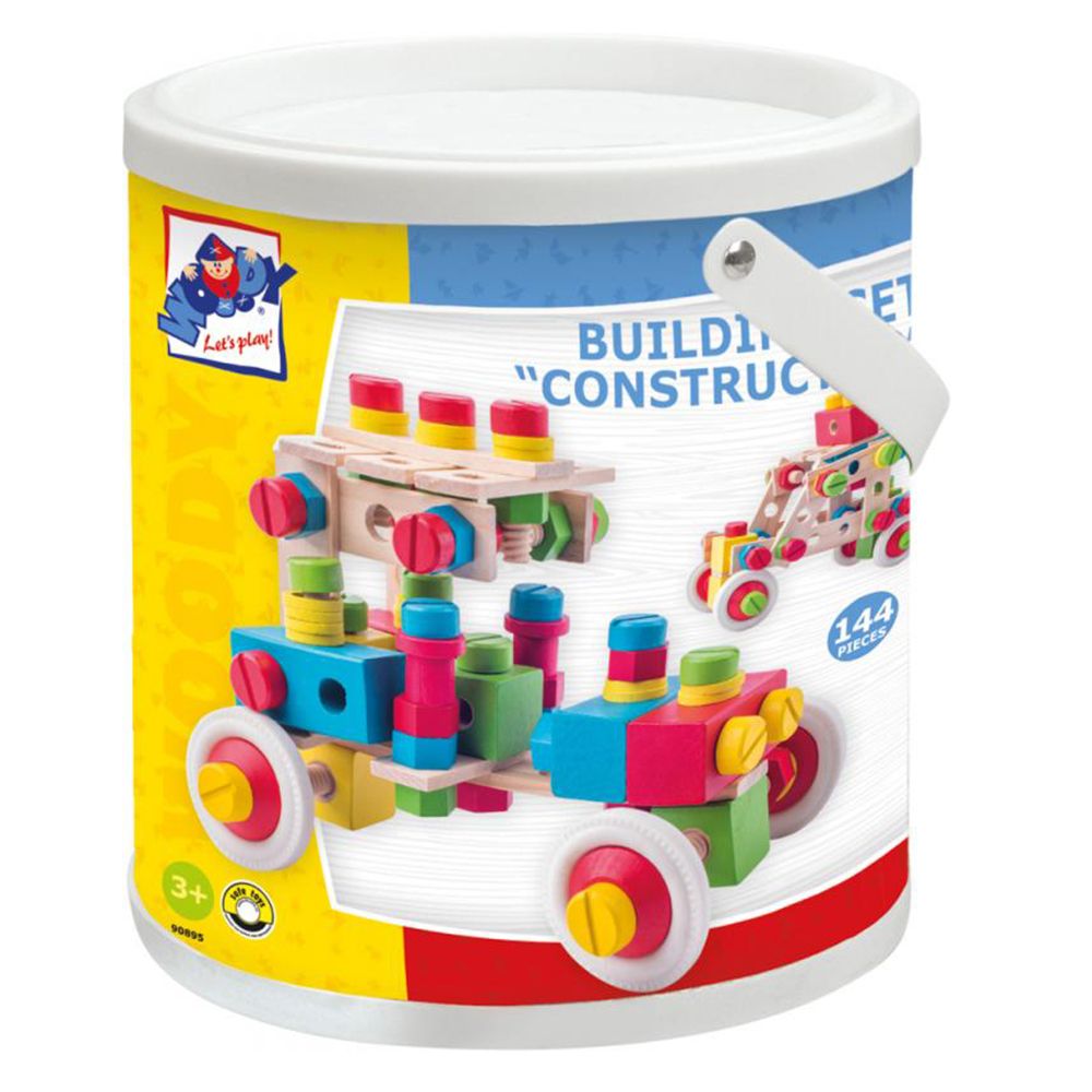 Дървен конструктор в кофа, 140 части