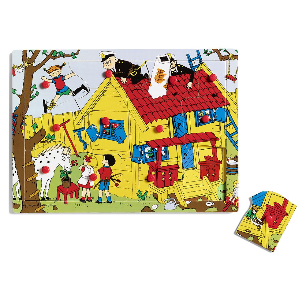 Дървен пъзел с дръжки и подсказки, Пипи Дългото чорапче