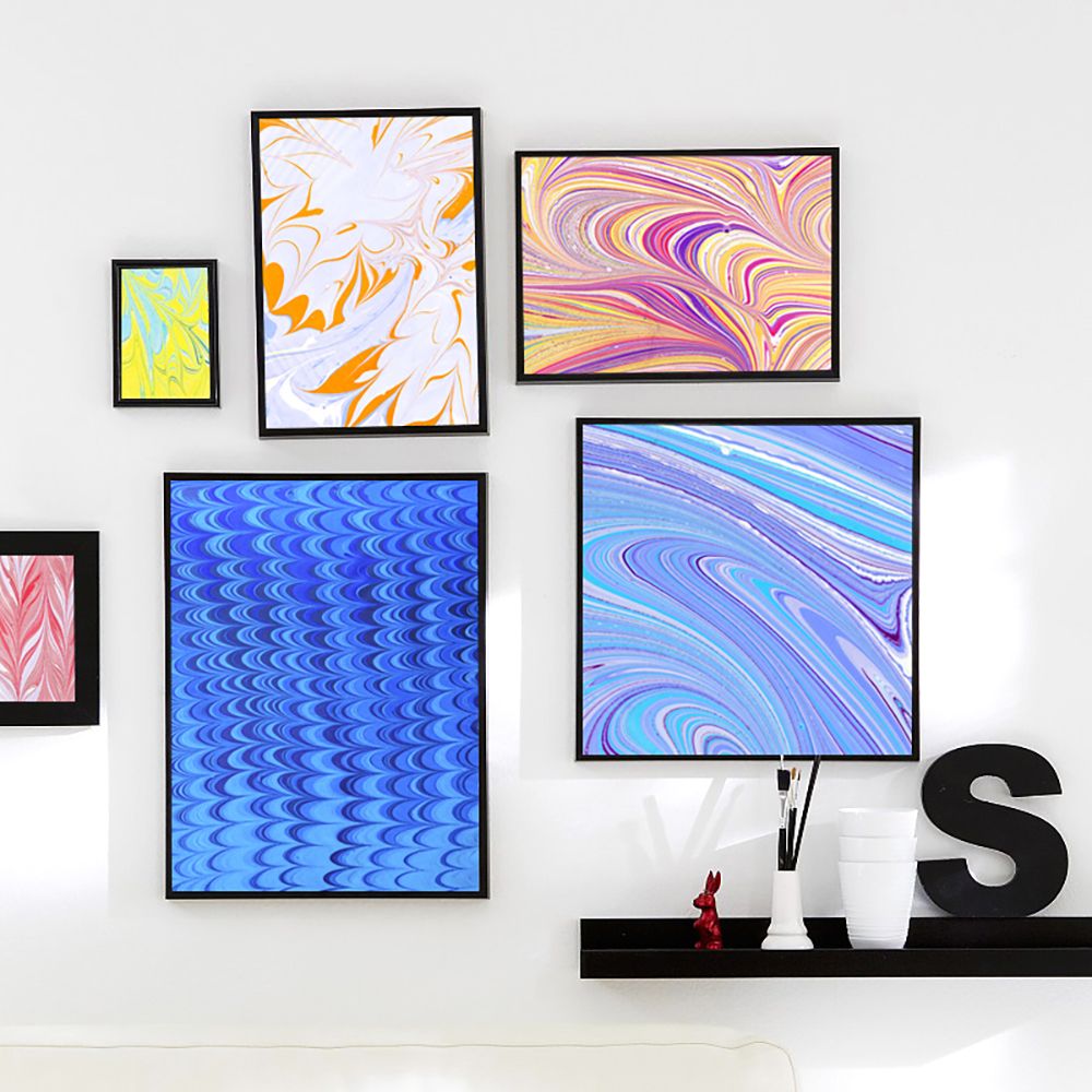 Комплект за рисуване, Мраморни картини, с 12 боички