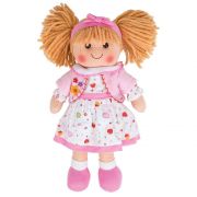 Мека кукла Кели, с руса коса и рокля на ягодки, 34 см