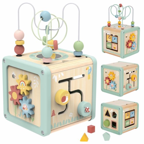 TookyToy, Дидактически дървен куб с активности 5 в 1