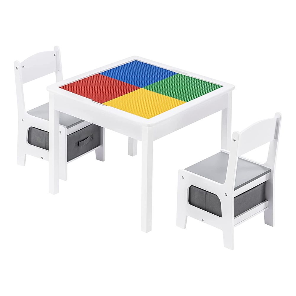 Ginger Home, Детска маса с две столчета. Двустранна за рисуване и редене на конструктори