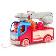 Дървен пожарен камион със звук и светлина, голям, за дърпане