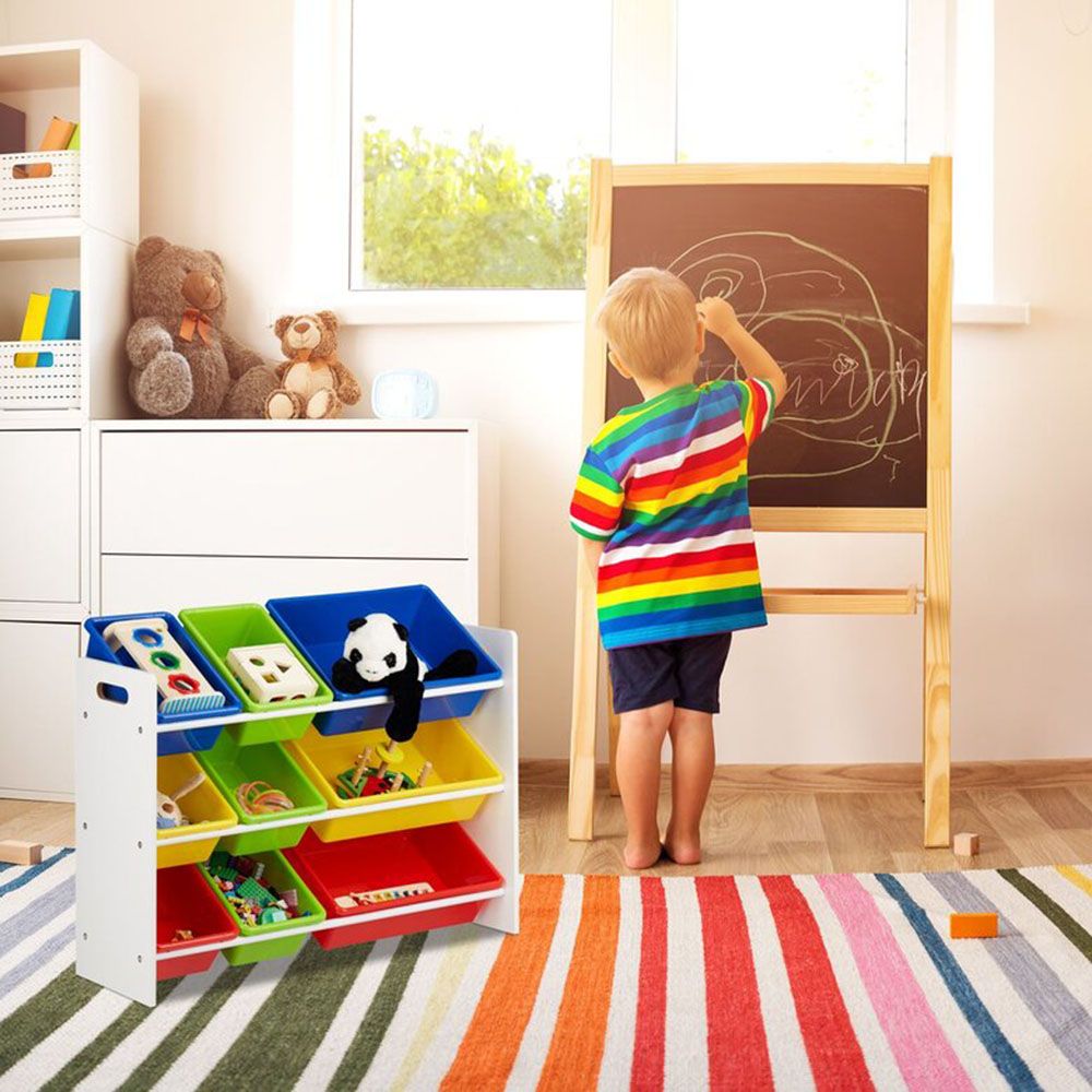Детски органайзер за играчки с 9 кутии, Дъга, размер M и L