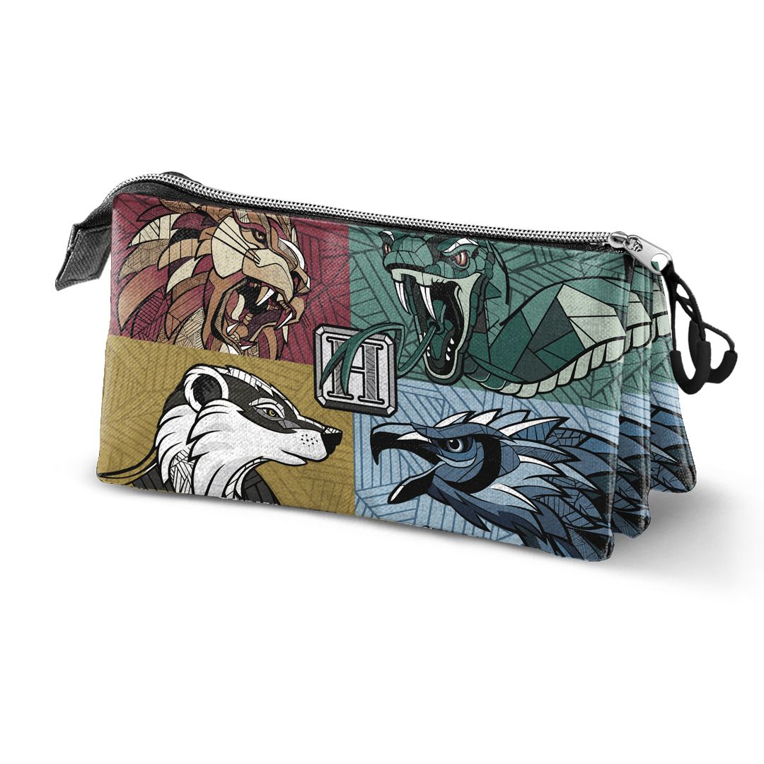 Fan Triple Pencil Case, Триъгълен ученически несесер, Хари Потър, Магически животни, Karactermania