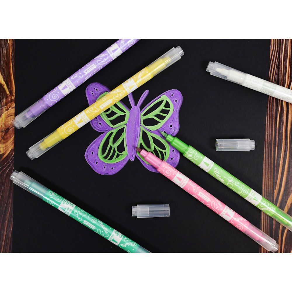 Двувърхи маркери, металик, 6 броя