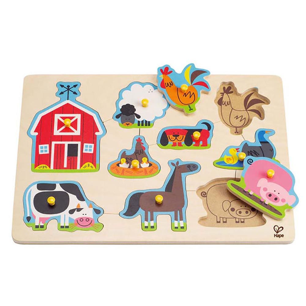 Hape, Дървен пъзел с дръжки, Домашни животни