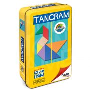 Цветен дървен танграм в метална кутия