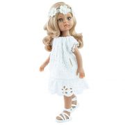 Кукла Лусиана, с бяла рокля и сандали, 32 см