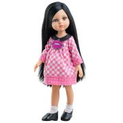 Кукла Карина, с карирана рокличка, 32 см