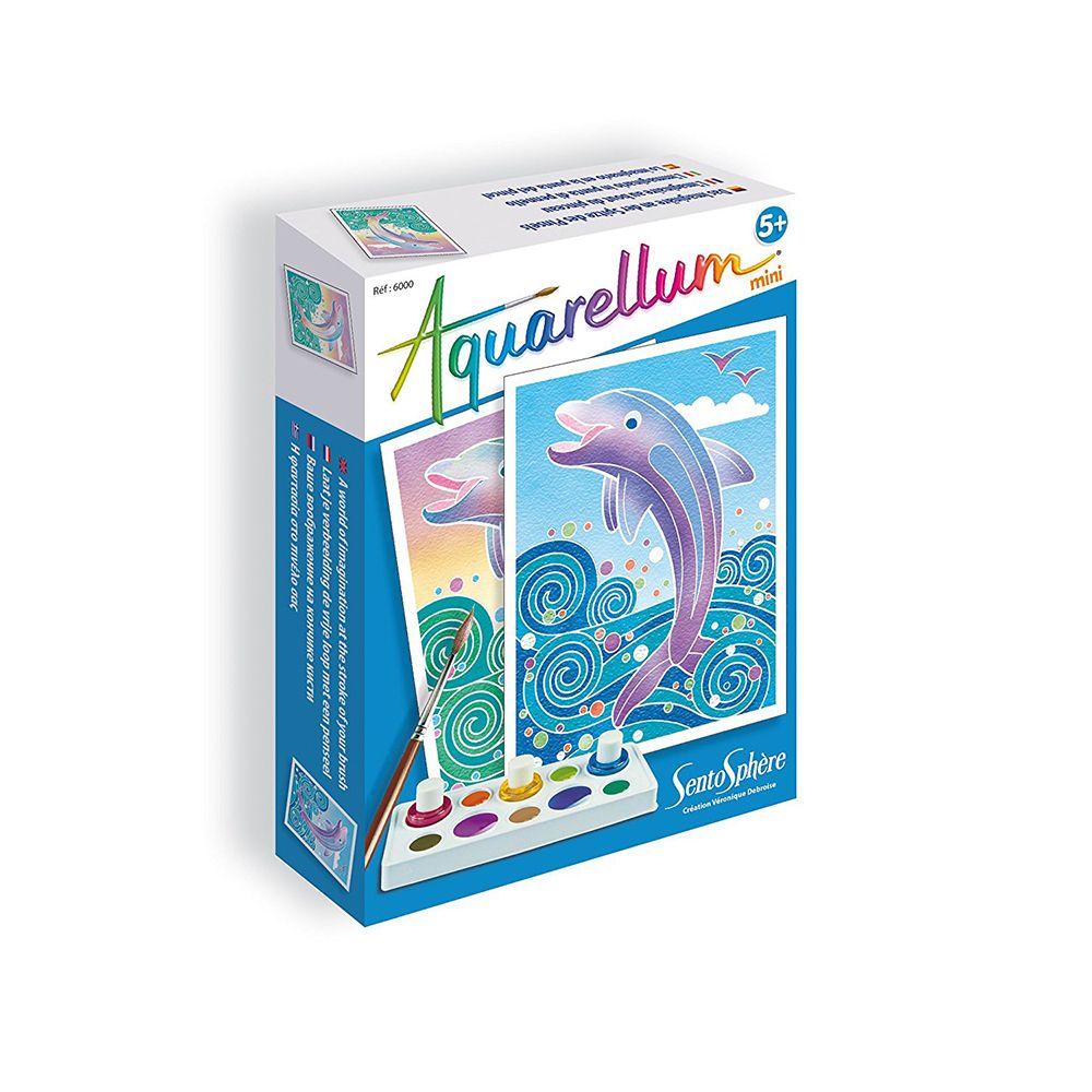 Aquarellum mini, Комплект за рисуване с акварелни бои, Делфини