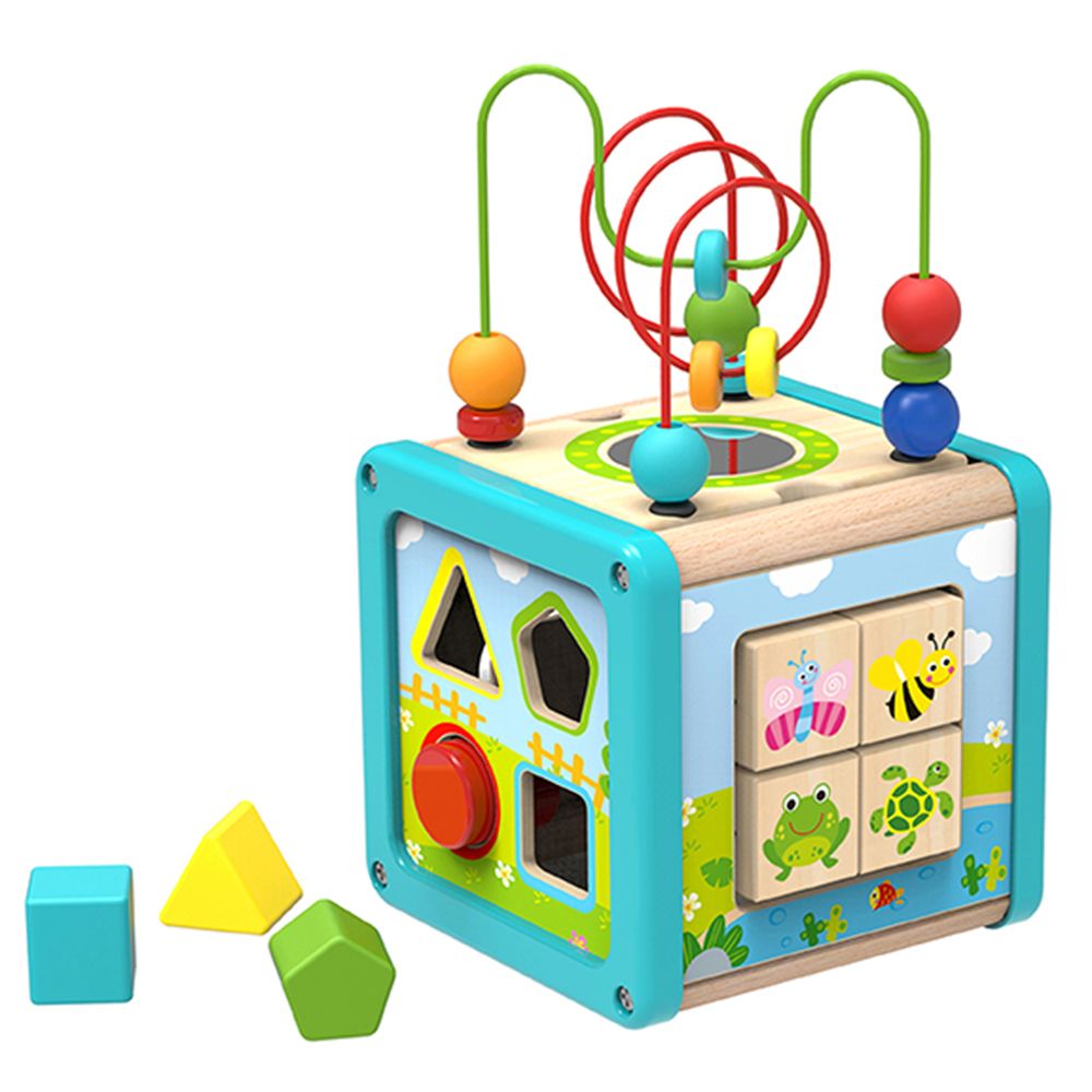 Tooky Toy, Дидактически дървен активен куб, Слънчев ден