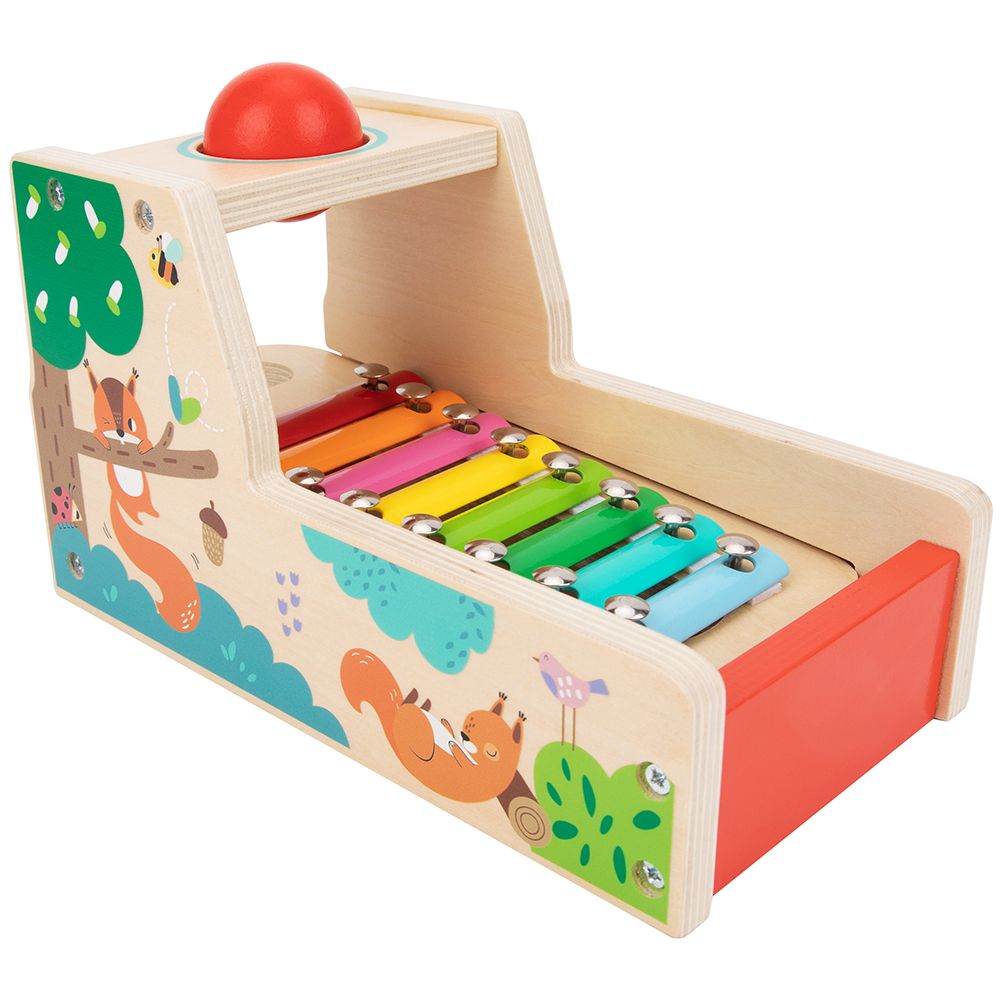 Дървена игра с топче и ксилофон, 2 в 1