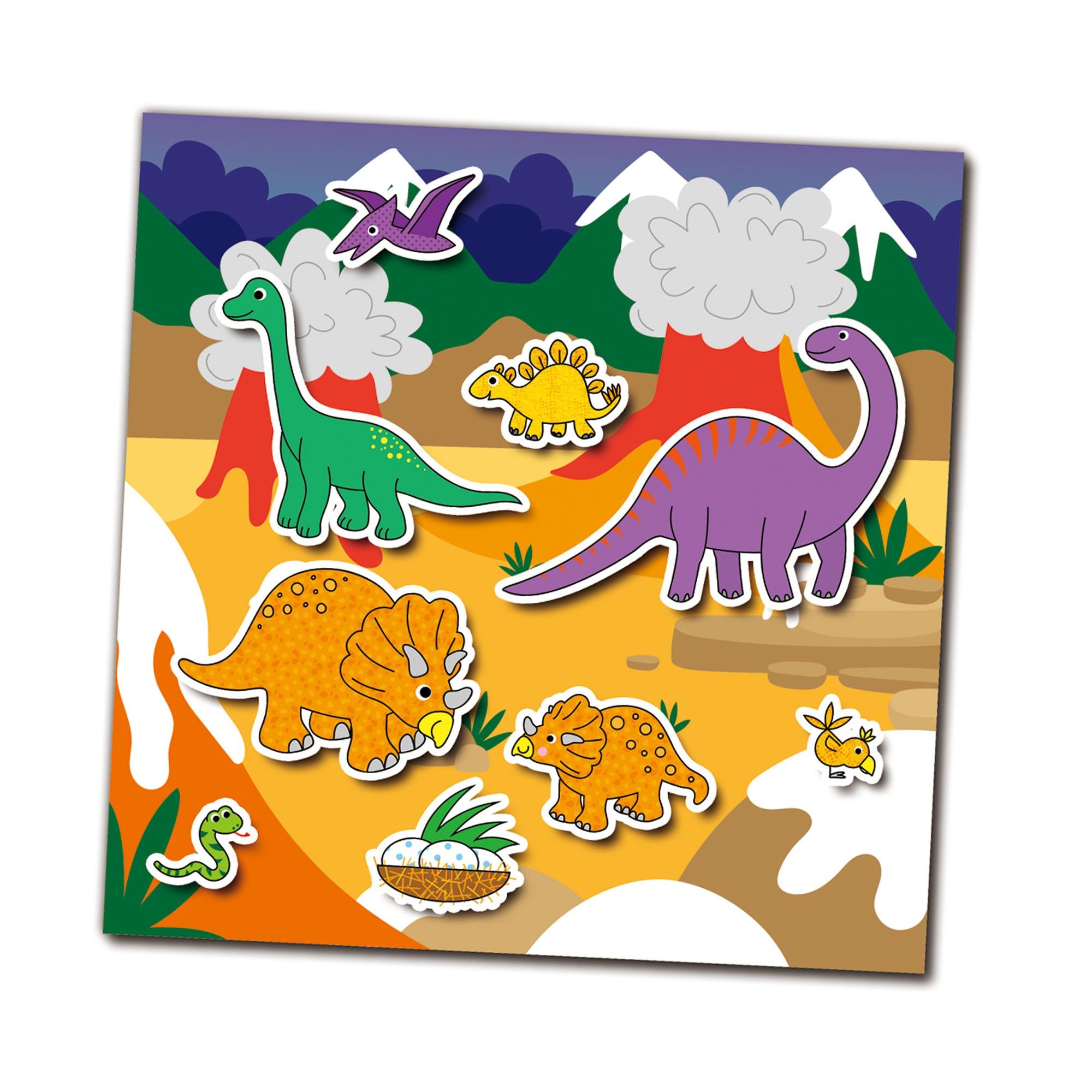 Книжка със стикери за многократна употрeба, Динозаври