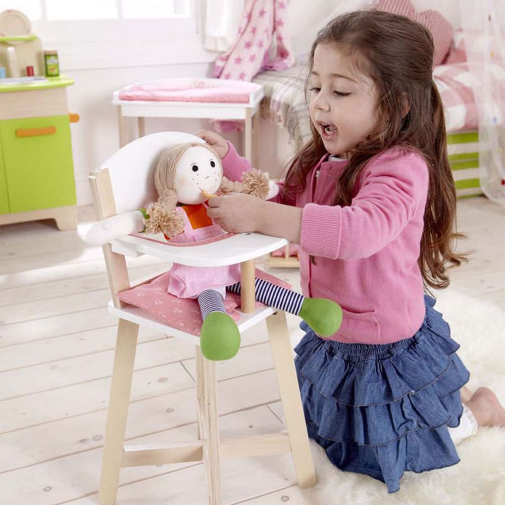 Дървено столче за хранене на кукли
