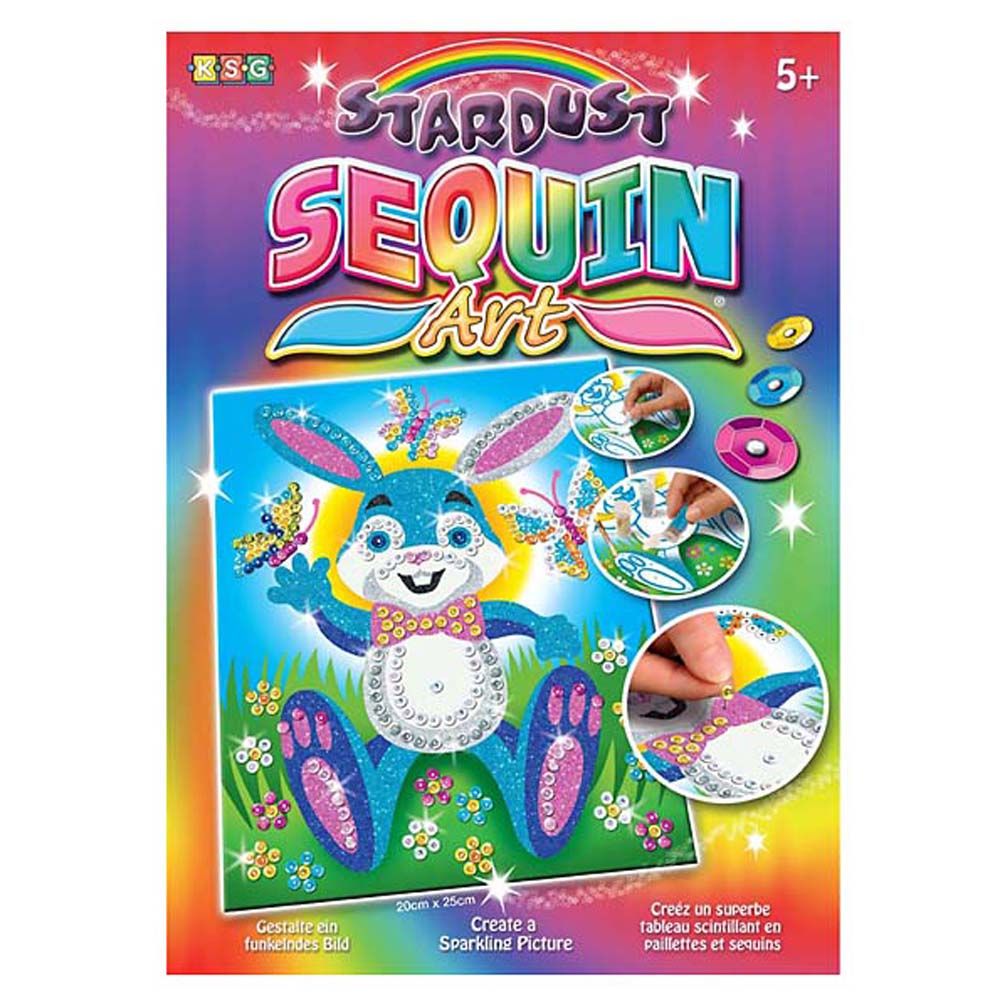 Sequin art, Изкуство с пайети и блестящ пясък, Зайче