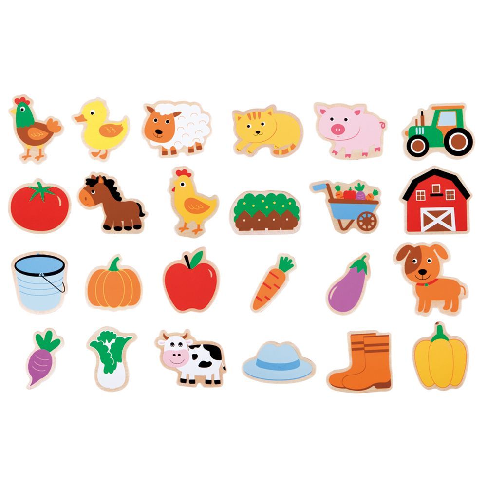 Lelin Toys, Дървени магнити, Ферма, 24 броя