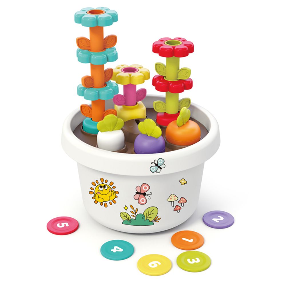 HOLA, Бебешка играчка за подреждане и сортиране, Цветна градина, 5 в 1