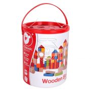 Дървен конструктор цветен, 100 части