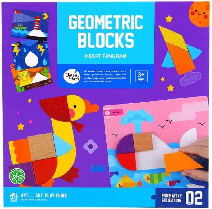 Jarmelo, Танграм сърце - задачи с цветни геометрични дървени фигури