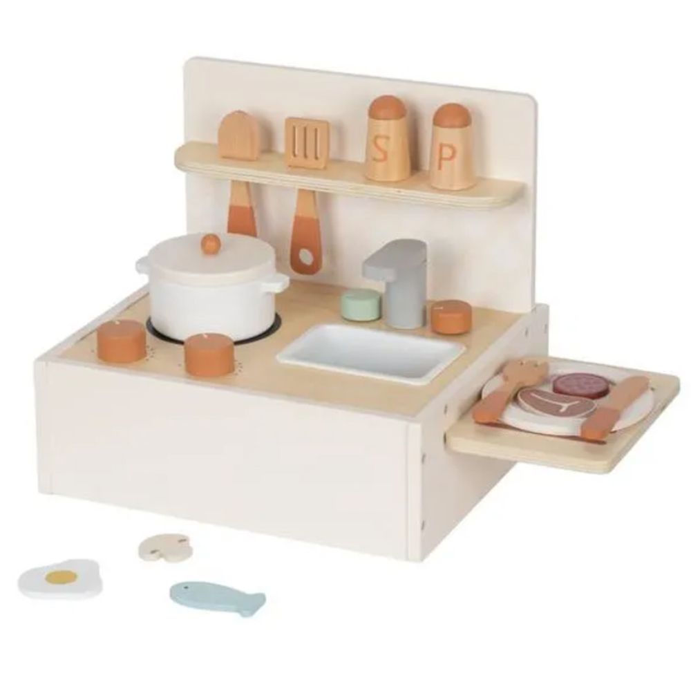 Дървена настолна детска кухня с аксесоари