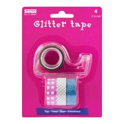 Блестящо декоративно тиксо WASHI TAPE, 4 броя с държач