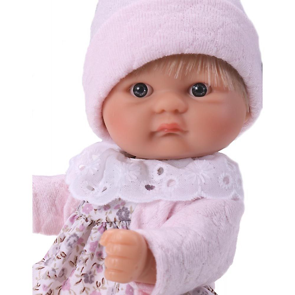 Кукла-бебе Чикита, с розовa жилетка и рокля на цветя
