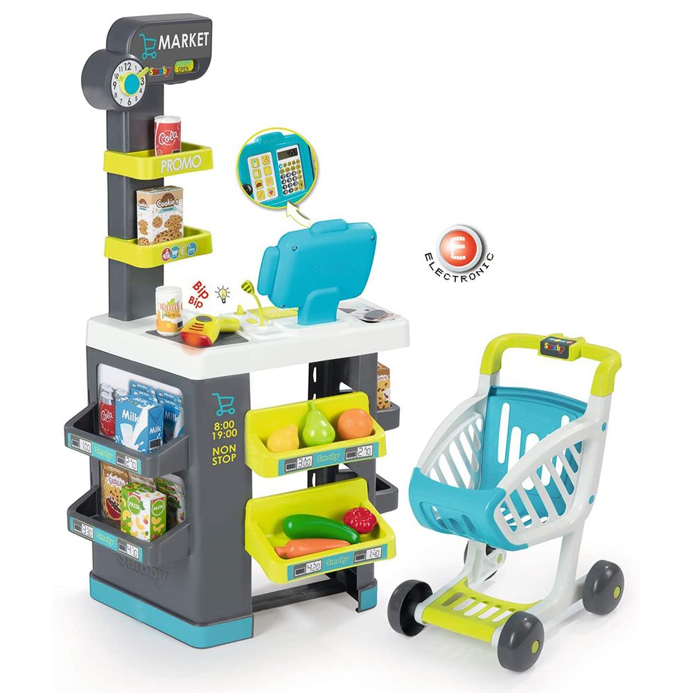 Smoby, Детски супермаркет, с количка за пазаруване
