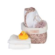 Кош за кукли, с аксесоари за баня, до 50 см