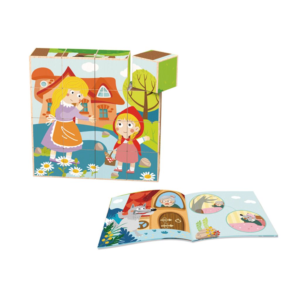 TookyToy, Дървени кубчета, Червената шапчица, 16 бр.