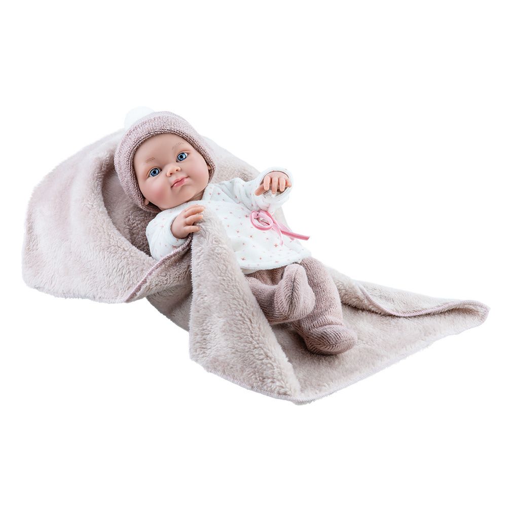 MINI PIKOLINES, Кукла бебе Пиколин с кафяво одеялце, 32 см, Paola Reina
