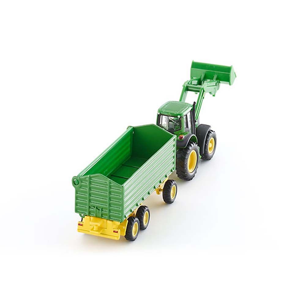 Трактор John Deere с челен товарач и ремарке
