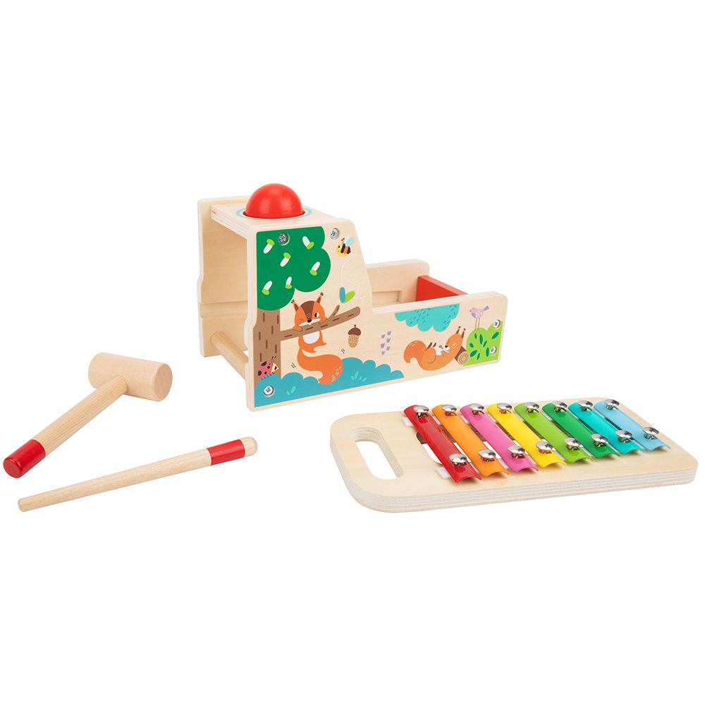 Дървена игра с топче и ксилофон, 2 в 1