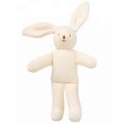 Плюшено зайче с дрънкалка, екрю