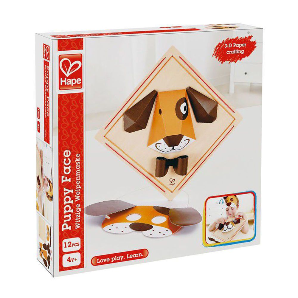 Hape, Творчески комплект 2 в 1, 3D картина и маска, Кученце